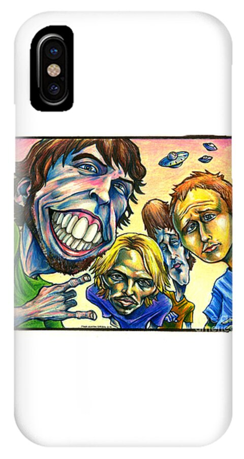 Foo Fighters iPhone X Case featuring the drawing Foo Fighters by John Ashton Golden
