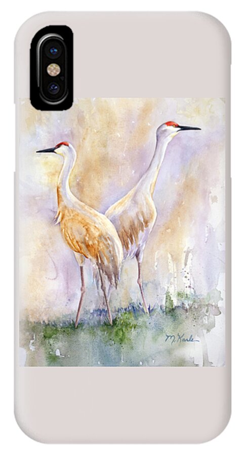 Cranes iPhone X Case featuring the painting For Life by Marsha Karle