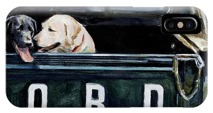 Dogs iPhone X Case featuring the painting For Our Retriever Dogs by Molly Poole