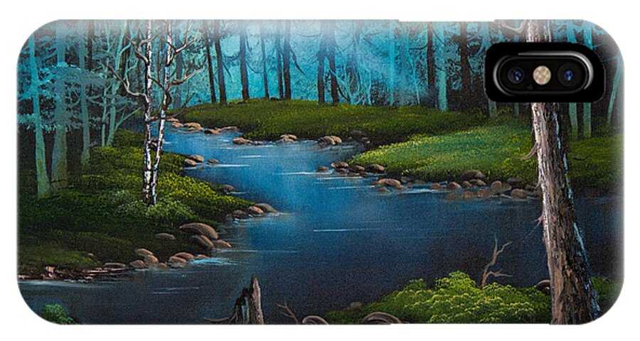 Landscape iPhone X Case featuring the painting Forest River by Chris Steele