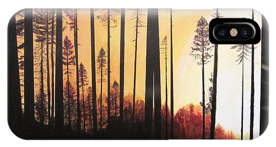 Forest iPhone X Case featuring the painting Forest Sunrise by David Bartsch