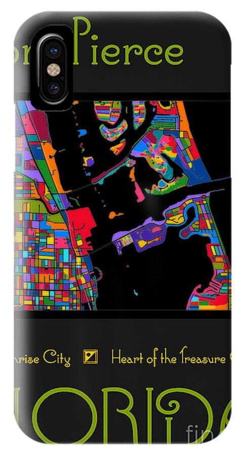 Artistic Map iPhone X Case featuring the digital art Fort Pierce Map No.2 by Megan Dirsa-DuBois