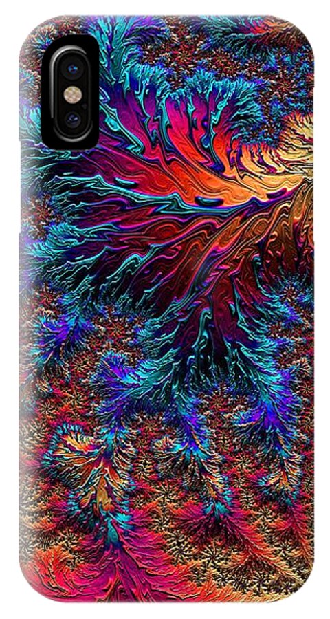 Surreal iPhone X Case featuring the digital art Fractal Jewels Series - Beauty on Fire II by Susan Maxwell Schmidt