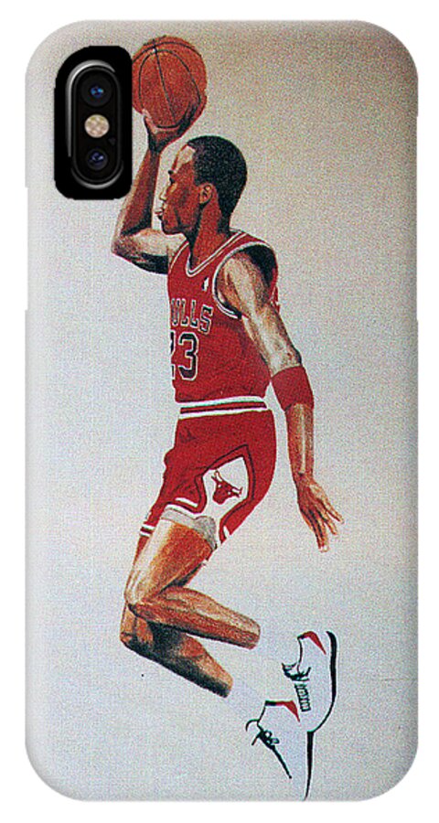 Michael Jordan iPhone X Case featuring the drawing Fresh Air 1984 by Lee McCormick