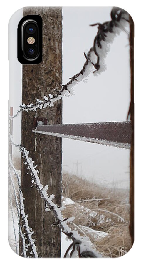 Farm iPhone X Case featuring the photograph Frozen Fence line by J L Zarek