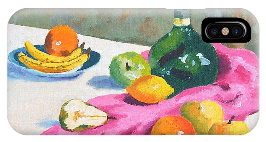 Bottle iPhone X Case featuring the painting Fruit Still Life by Val Miller