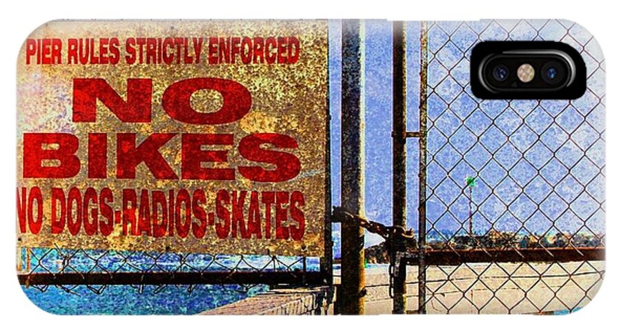 Pier Rules iPhone X Case featuring the photograph Fun at the Beach - Mike Hope by Michael Hope