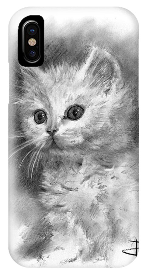 Pussycat iPhone X Case featuring the drawing Furball by Paul Davenport