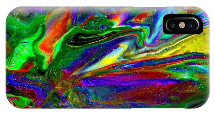 Abstract iPhone X Case featuring the mixed media Galactic Storm by Deborah Stanley