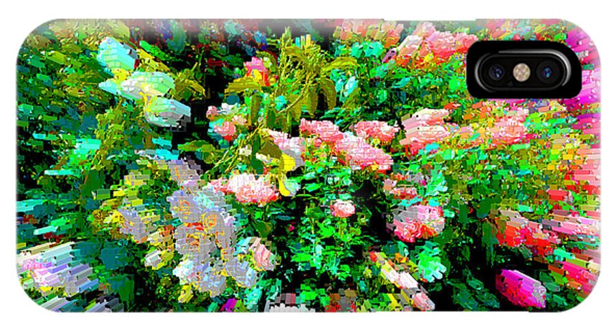 Digital iPhone X Case featuring the digital art Garden Explosion by Alys Caviness-Gober