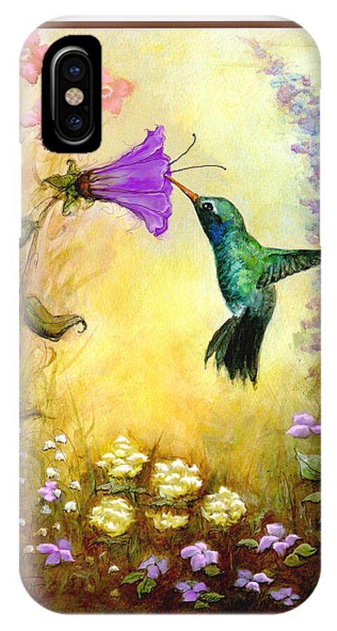 Hummingbird iPhone X Case featuring the mixed media Garden Guest by Terry Webb Harshman