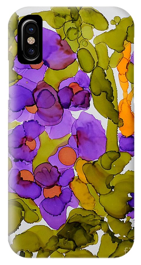 Hollyhocks iPhone X Case featuring the painting Garden of Hollyhocks by Vicki Housel