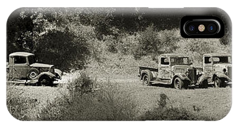Old Trucks iPhone X Case featuring the photograph Gathering Black and White by Scott Campbell