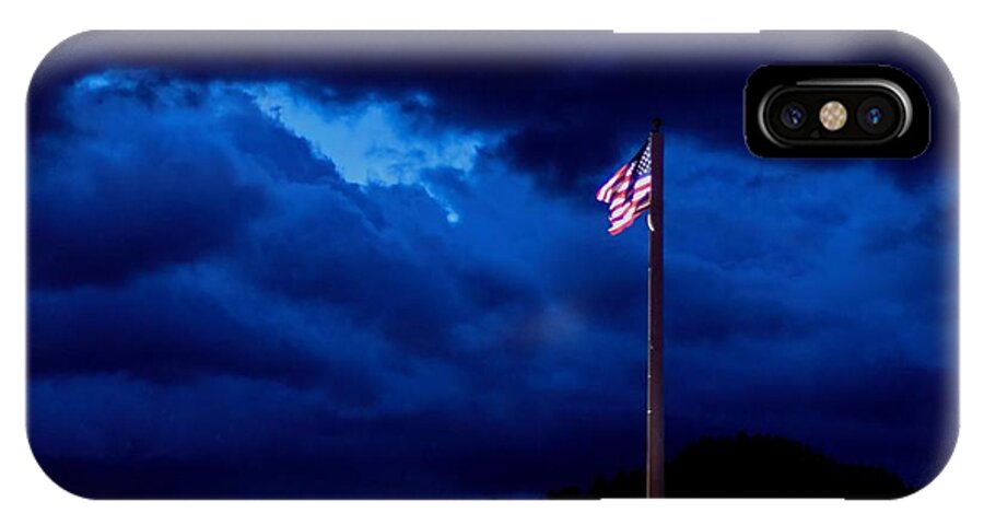 American Flag iPhone X Case featuring the photograph Gave proof through the night that our flag was still there. by Donald J Gray
