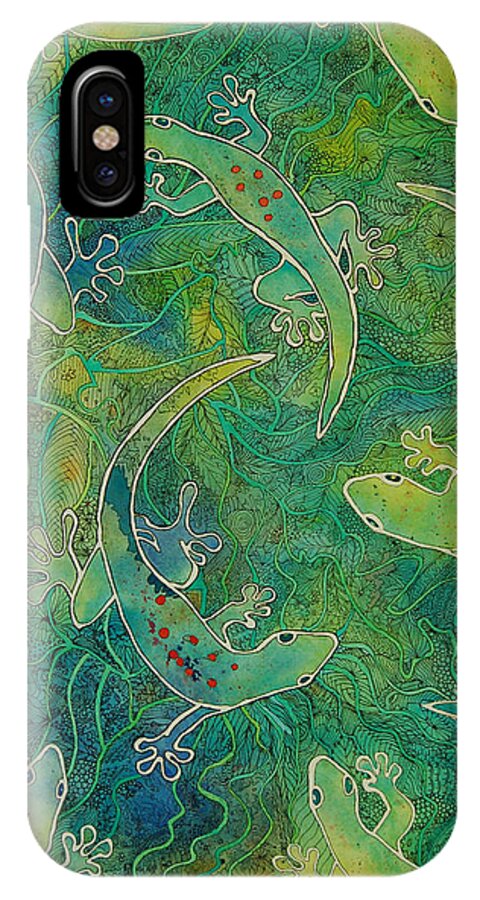 Gecko iPhone X Case featuring the painting Gecko Magic by Terry Holliday