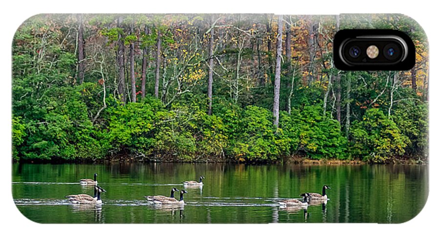 Geese iPhone X Case featuring the photograph Geese Cruise by Mike Covington