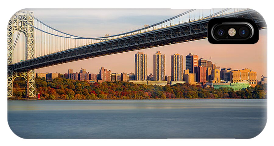 George Washington Bridge iPhone X Case featuring the photograph George Washington Bridge In Autumn by Susan Candelario