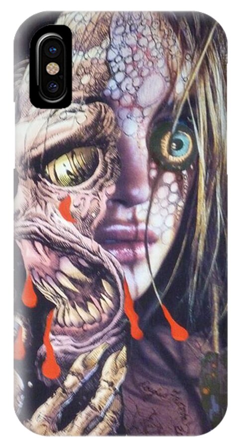 Horror iPhone X Case featuring the mixed media GhoulsHead by Douglas Fromm