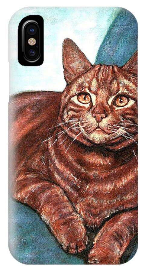 Cat iPhone X Case featuring the painting Ginger Tabby by VLee Watson