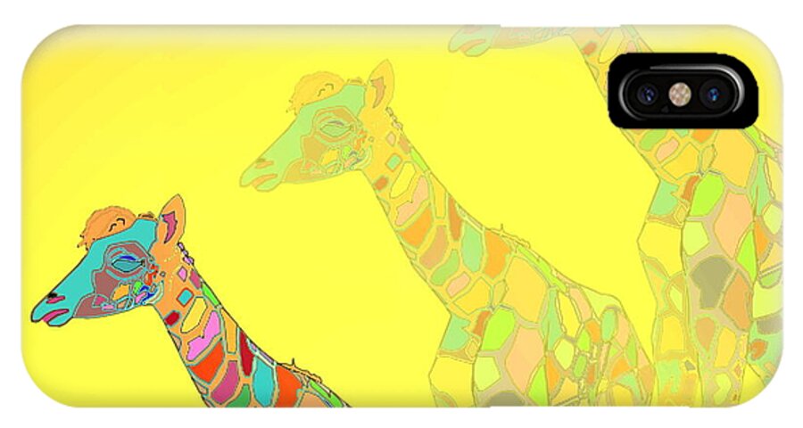 Giraffe iPhone X Case featuring the photograph Giraffe X 3 - Yellow - The Card by Joyce Dickens