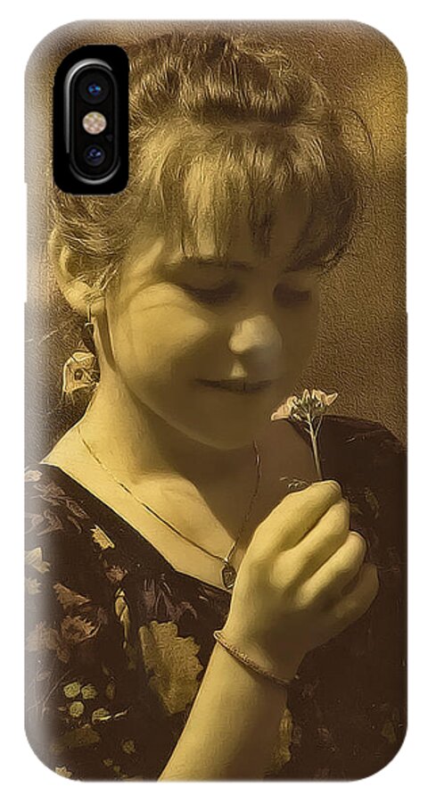 Girl iPhone X Case featuring the photograph Girl with Flower by Hanny Heim