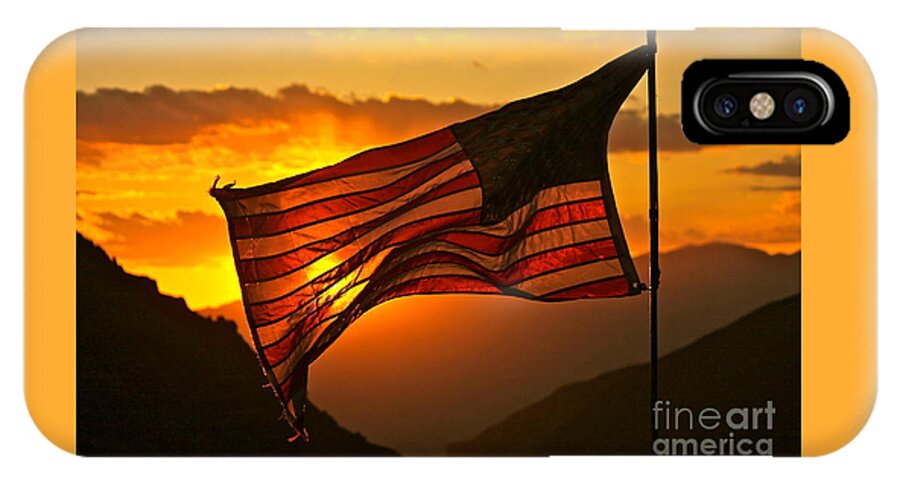 American Flag iPhone X Case featuring the photograph Glory at Sunset by Michael Cinnamond
