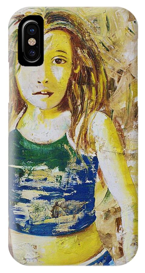 Portrait iPhone X Case featuring the painting Golden Dreams by Elsa Zarduz