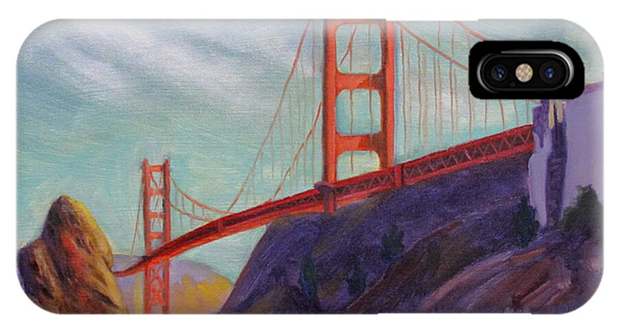 Golden Gate Bridge iPhone X Case featuring the painting Golden Gate Bridge by Kevin Hughes