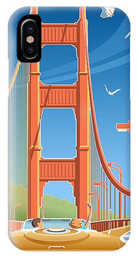 Mid Century Modern iPhone X Case featuring the digital art Golden Gate by Larry Hunter