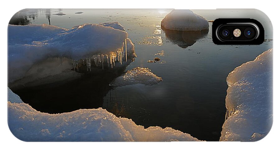 Sunrise  Lake Superior  Ice Formations iPhone X Case featuring the photograph Golden Glow by Sandra Updyke