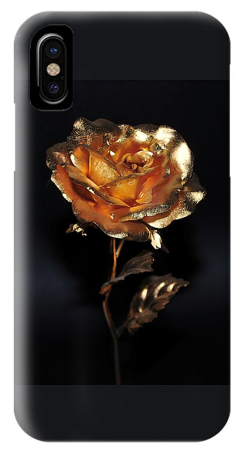Gold iPhone X Case featuring the photograph Golden Rose by Dragan Kudjerski