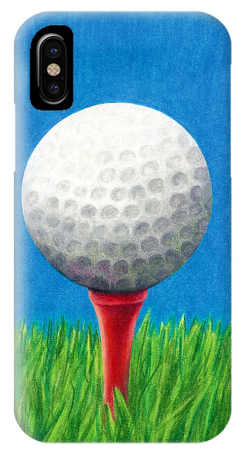 Golf iPhone X Case featuring the drawing Golf Ball and Tee by Janice Dunbar