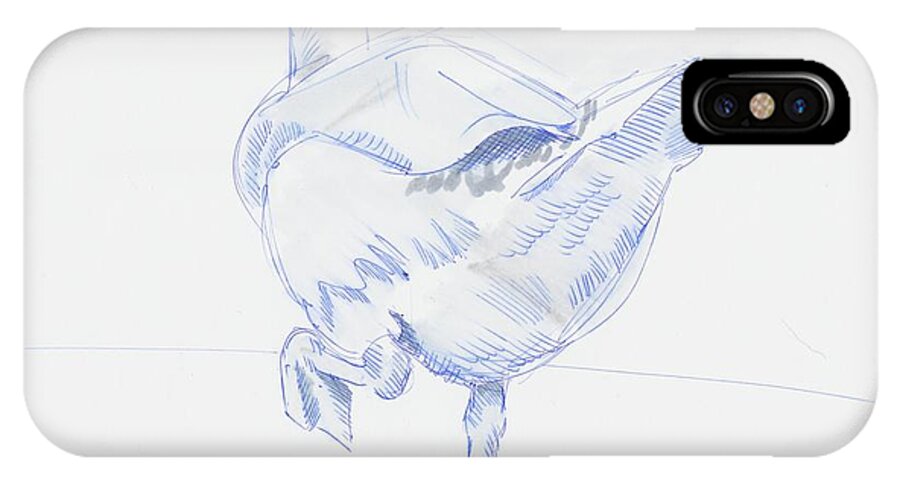 Goose iPhone X Case featuring the drawing Goose Walking by Mike Jory