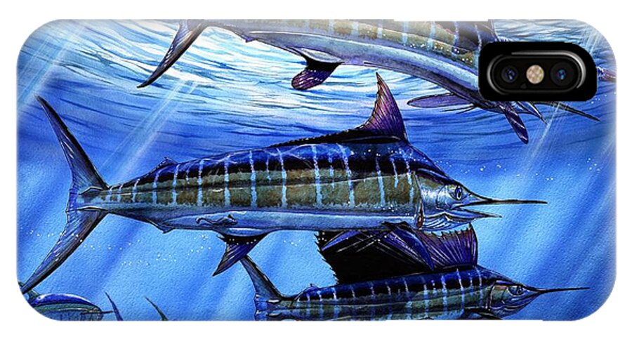 Blue Mrlin iPhone X Case featuring the painting Grand Slam Lure And Tuna by Terry Fox