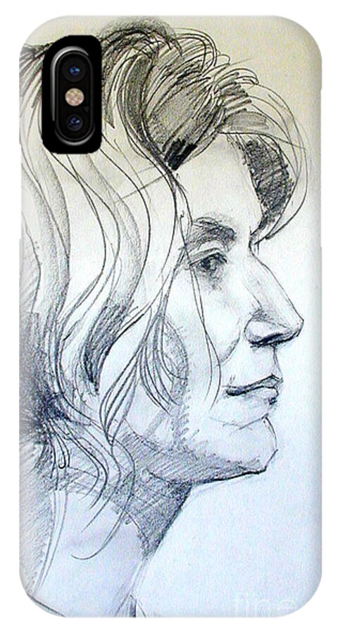 Portrait iPhone X Case featuring the drawing Portrait Drawing of a Woman in Profile by Greta Corens