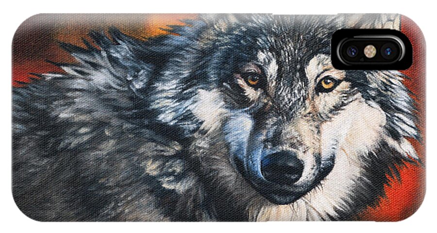 Wolf iPhone X Case featuring the painting Gray Wolf by Joshua Martin
