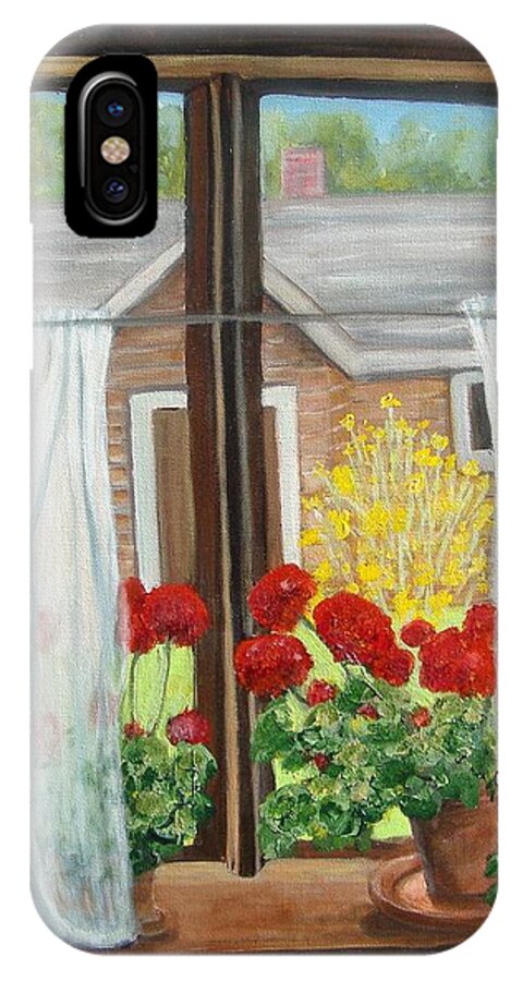 Windows iPhone X Case featuring the painting Greet the Day by Laurie Morgan