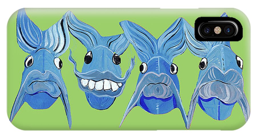 Fish iPhone X Case featuring the painting Grinning Fish by Lizi Beard-Ward