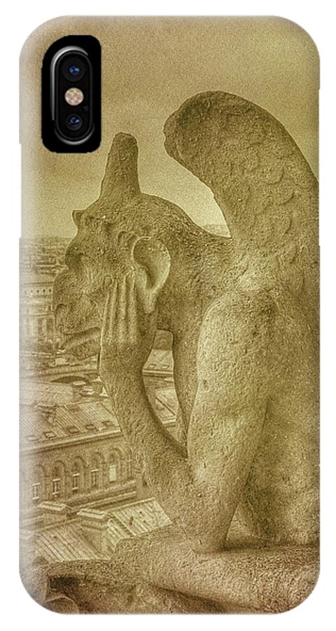 Paris Notre Dame Gargoyle Grotesque iPhone X Case featuring the photograph Grotesque from Notre Dame by Michael Kirk