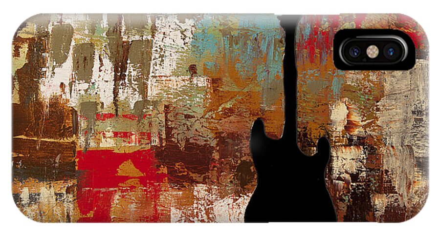 Music Abstract Art iPhone X Case featuring the painting Guitar Solo by Carmen Guedez