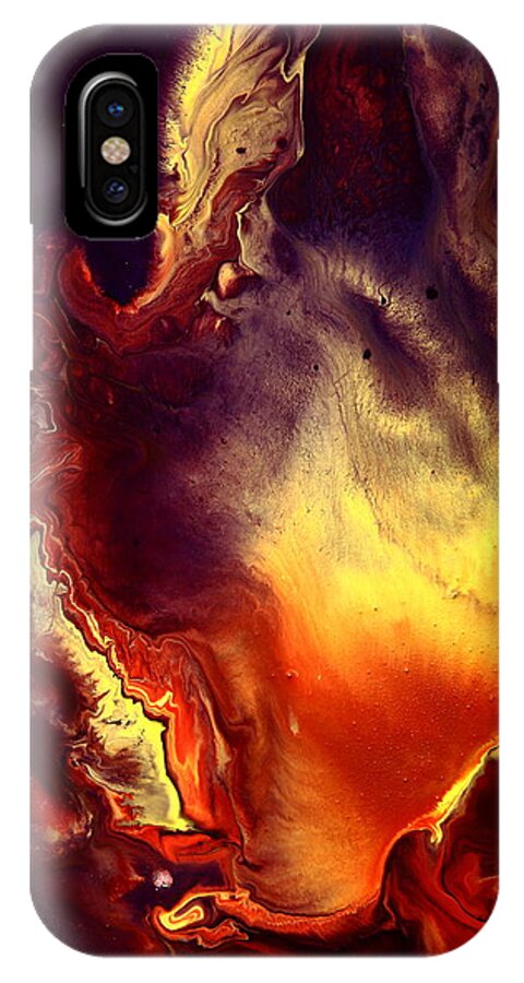 Red iPhone X Case featuring the photograph Hand of Gold Translucent Fluid Macro Photography Art by kredart by Serg Wiaderny