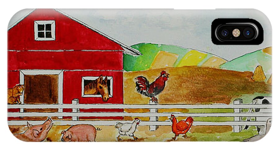 Farm iPhone X Case featuring the painting Happy Farm by Janis Lee Colon