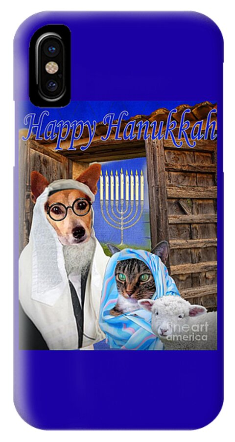 Canine Thanksgiving iPhone X Case featuring the digital art Happy Hanukkah -1 by Kathy Tarochione