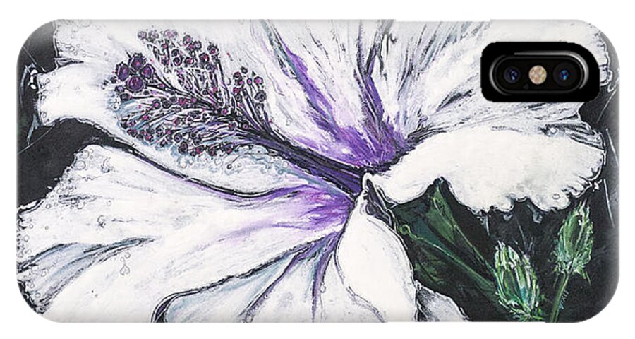 Hibiscus iPhone X Case featuring the mixed media Happy Hibiscus by Scott and Dixie Wiley