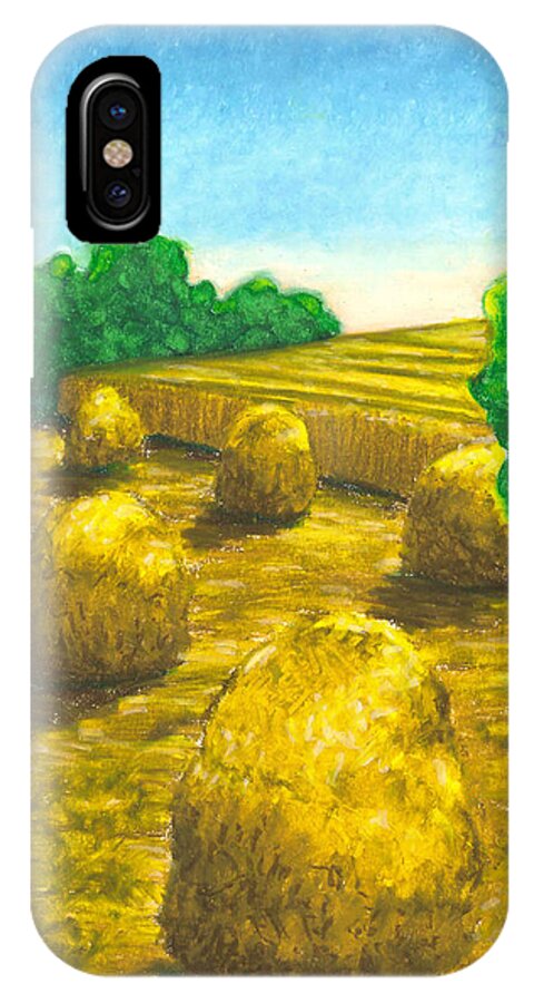 Hay iPhone X Case featuring the painting Harvest Gold by Carrie MaKenna