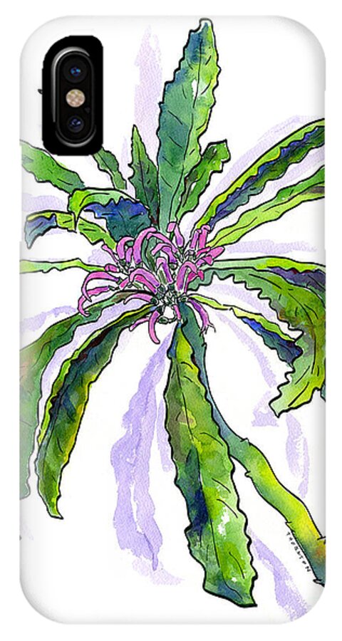 Hawaii iPhone X Case featuring the painting Hawaiian Haha Plant Cyanea Stictophylla by Diane Thornton
