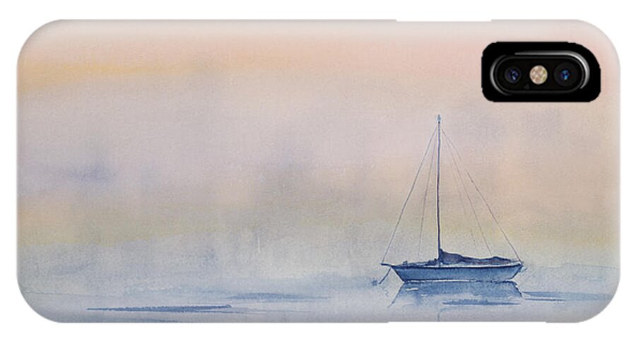 Sailboat iPhone X Case featuring the painting Hazy Day Watercolor Painting by Michelle Constantine
