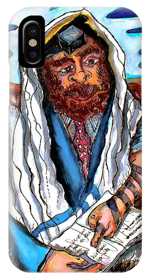 Jewish Art Paintings iPhone X Case featuring the drawing Hear O Israel by Ted Azriel