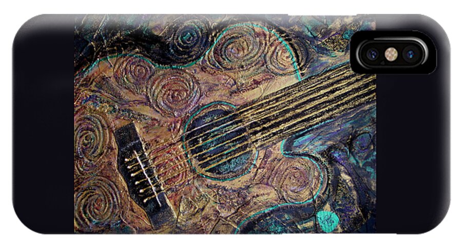 Guitar iPhone X Case featuring the mixed media Heart Strings by Gigi Dequanne