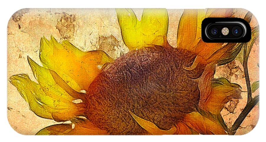 Sunflower Painting iPhone X Case featuring the digital art Helianthus by John Edwards